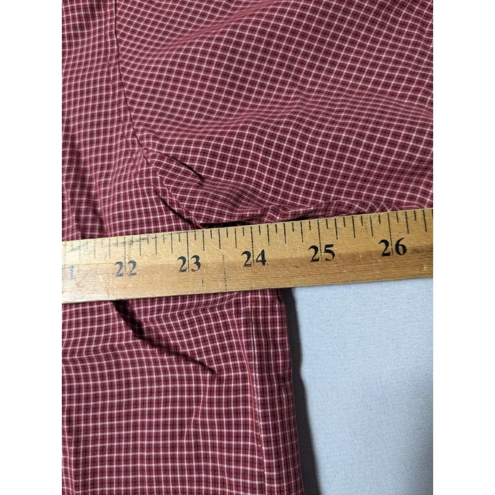 QUIKSILVER Men Large Red‎ Mini Check Nylon Blend Button-Up Shirt